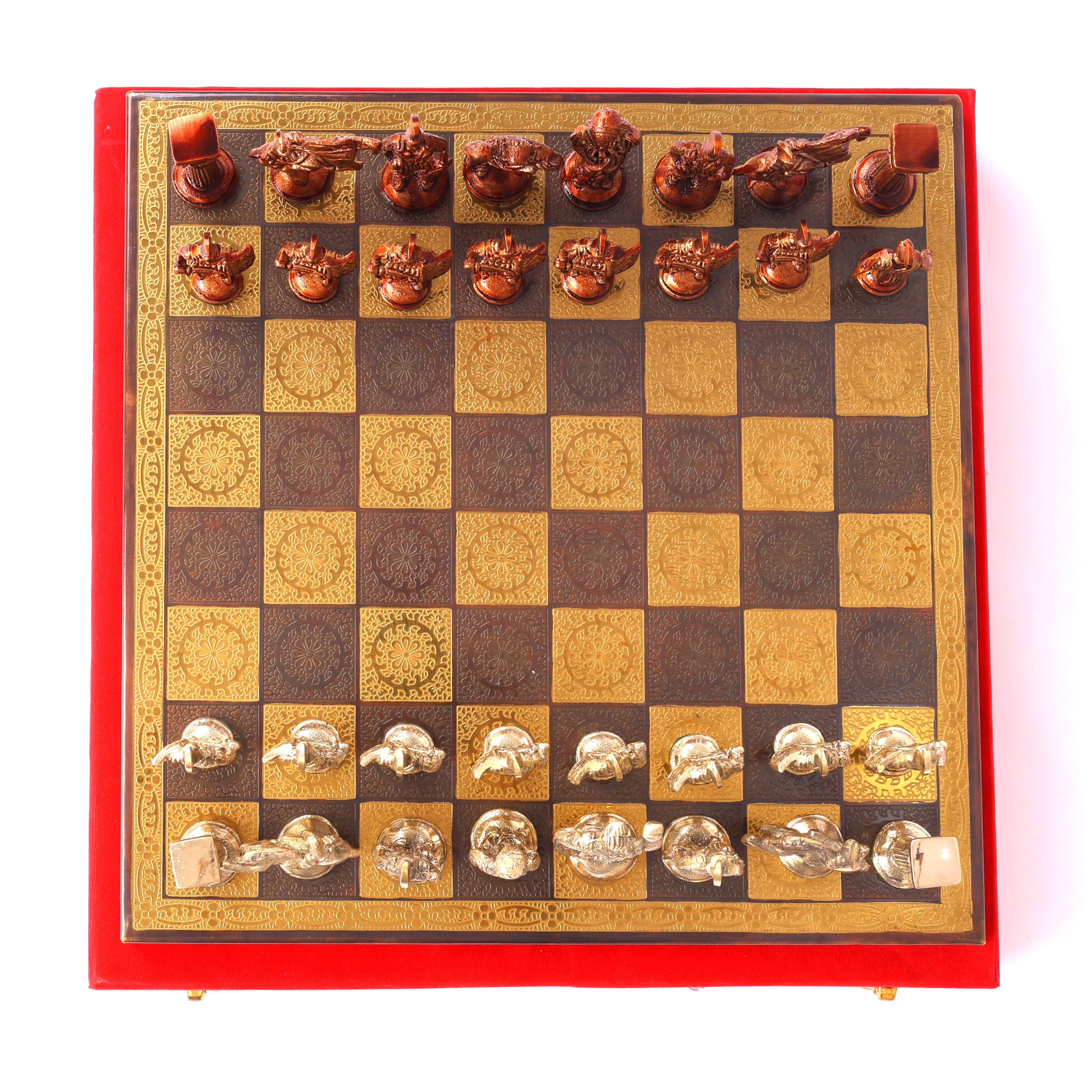 Brass Roman Figurine Chess Set for Gifting