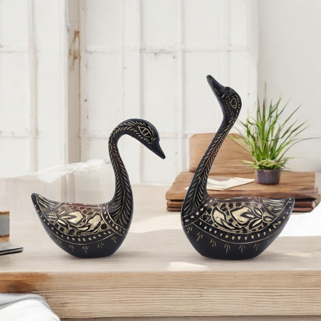 Brass Swan  Pair