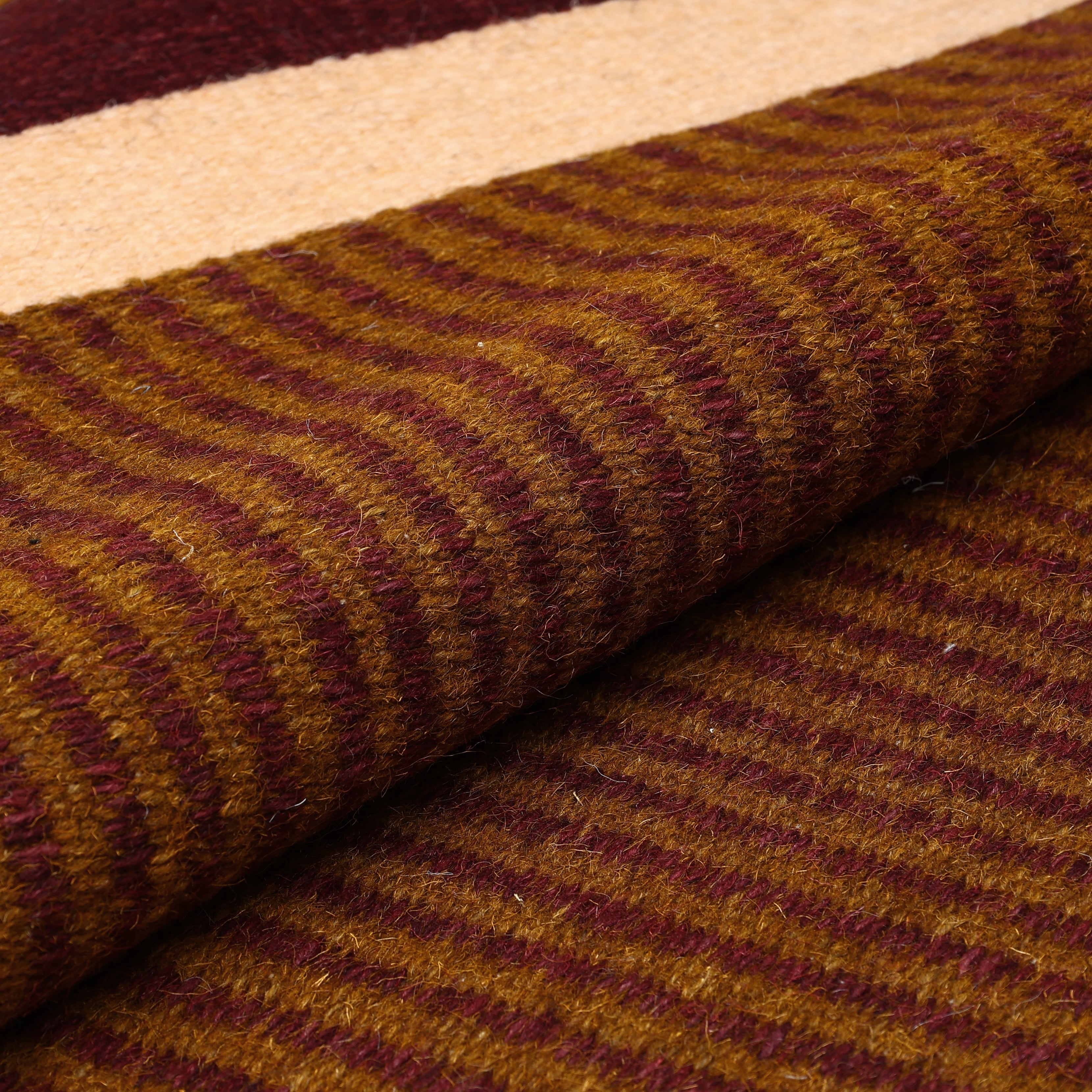 Brown Handwoven Jawaja Durrie—Stripe Pattern