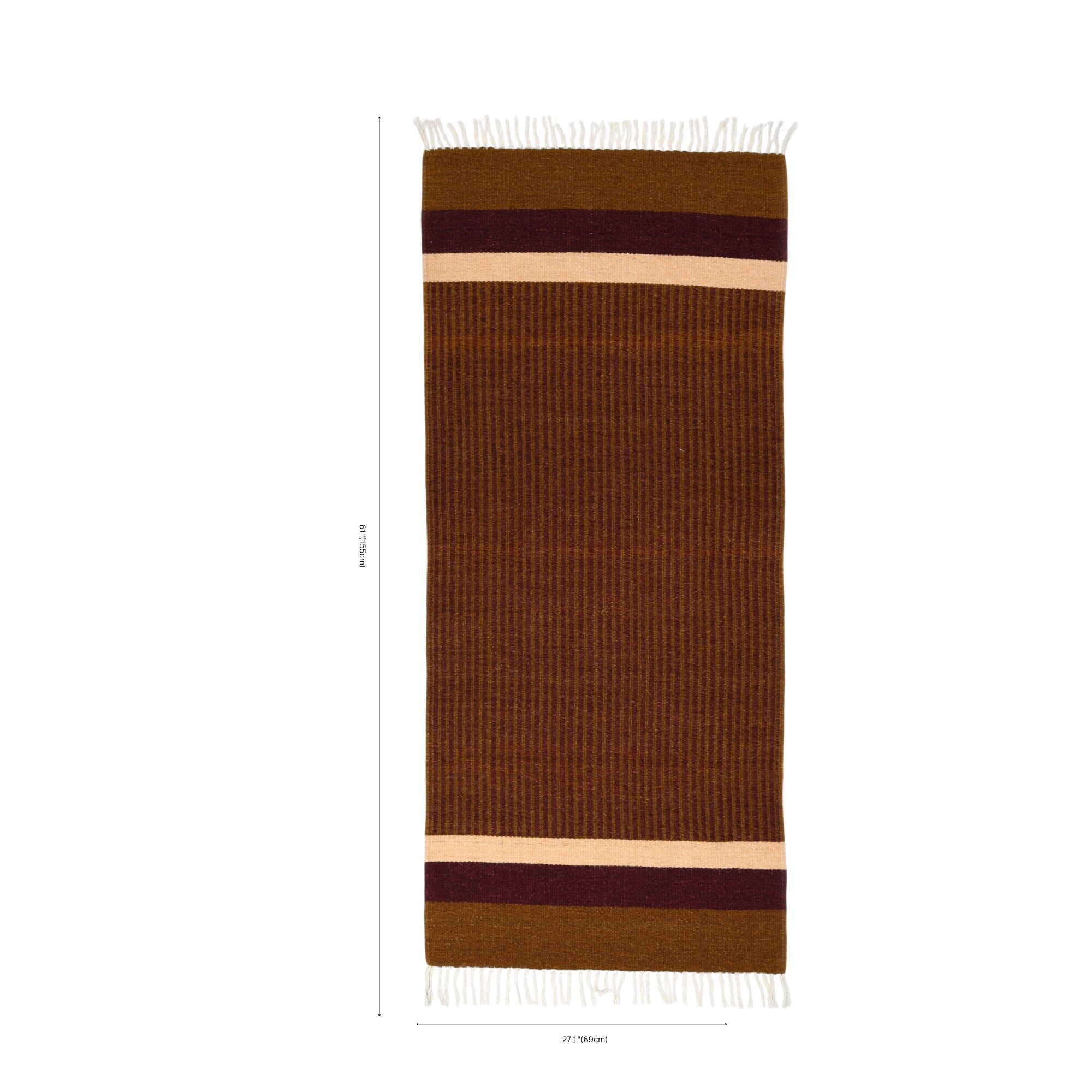 Brown Handwoven Jawaja Durrie—Stripe Pattern