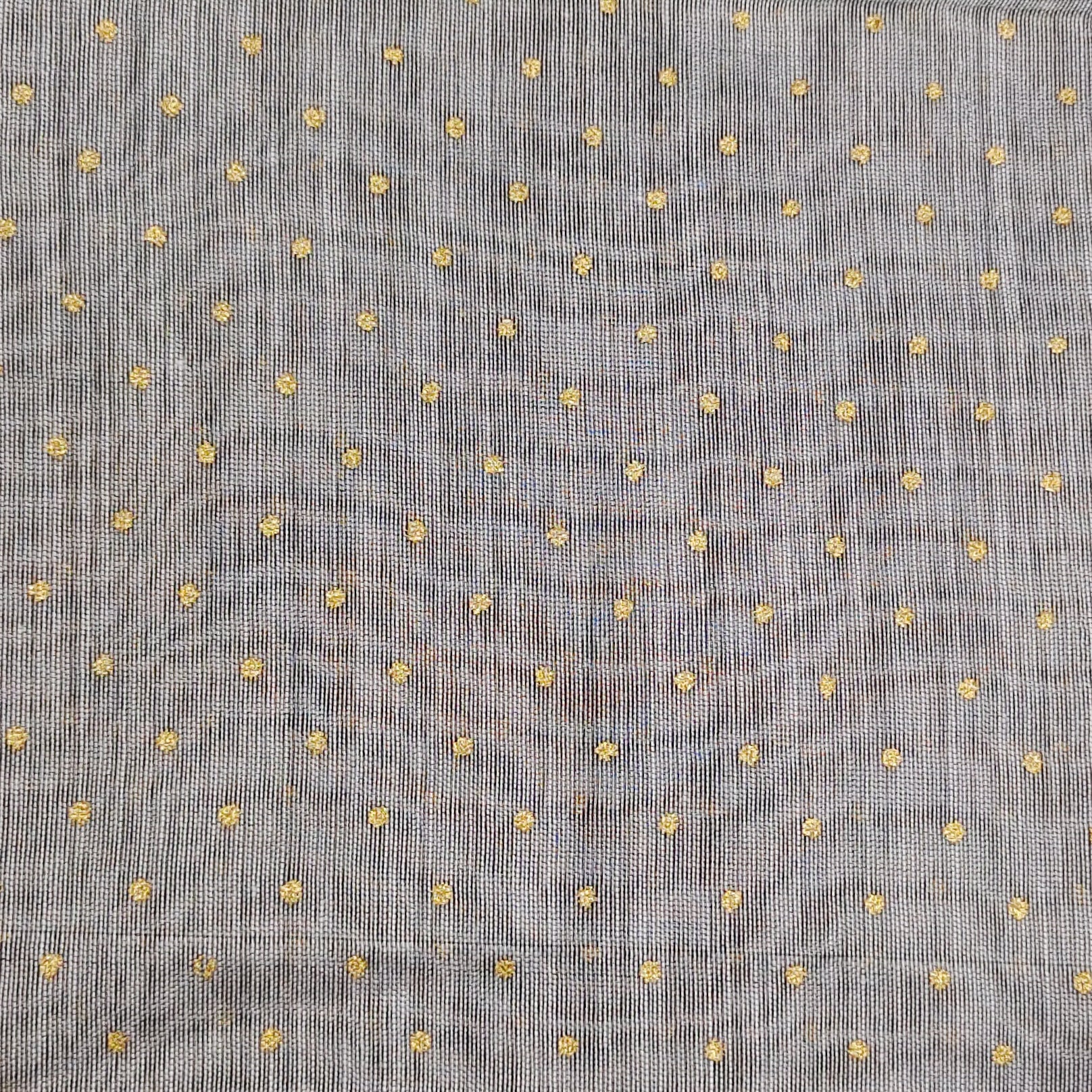 Women's Light Grey Self Woven Gold Zari Polka Dots Cotton Silk Dupatta With Tassles - NIMIDHYA
