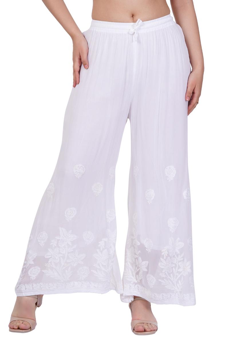 Women's White Chikankari Bottom