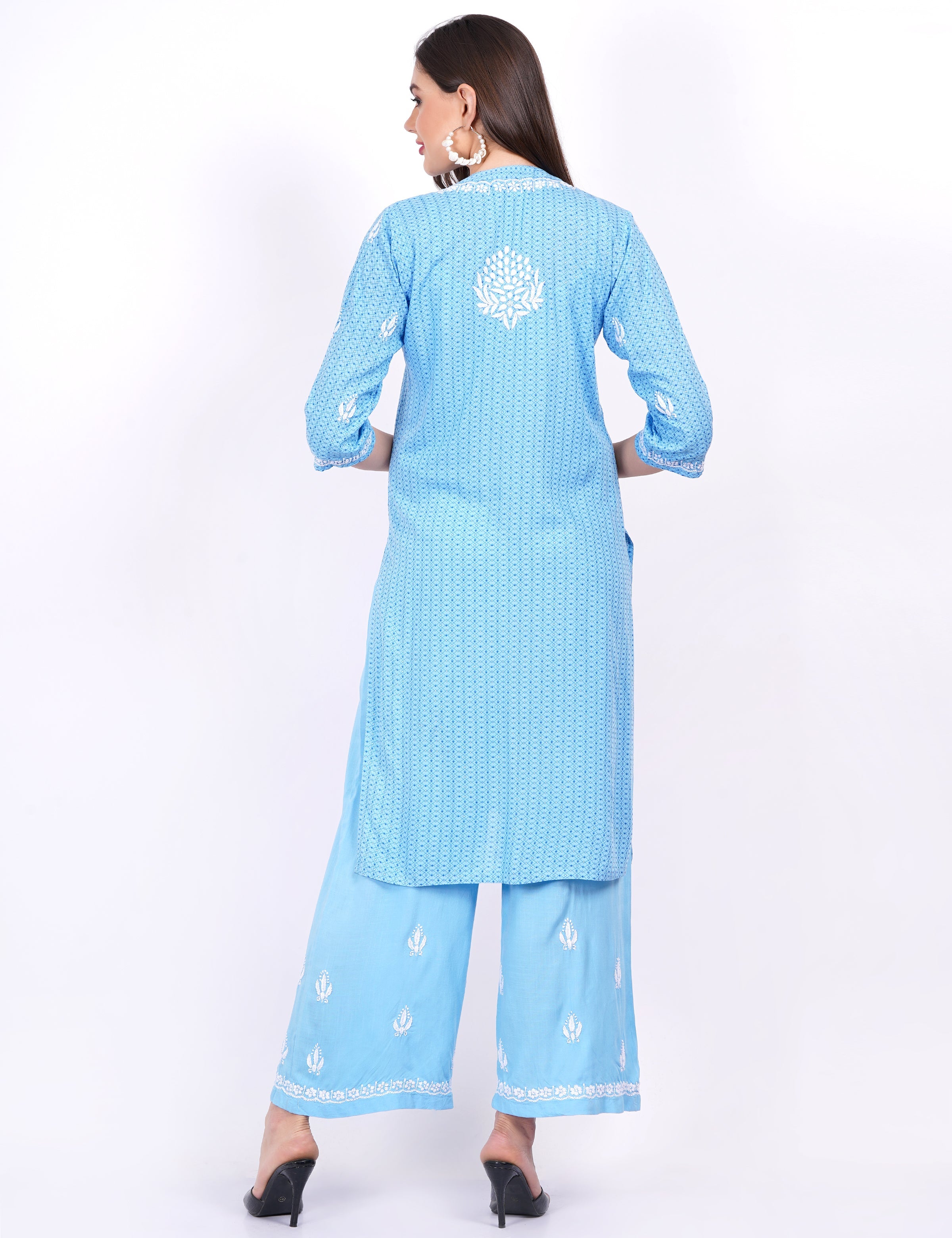 Women's Rayon Foil Printed Chikankari Co-Ord Set