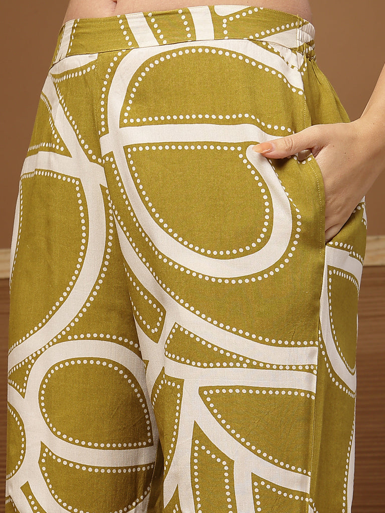 Women's Green Printed Rayon Co-Ord Set