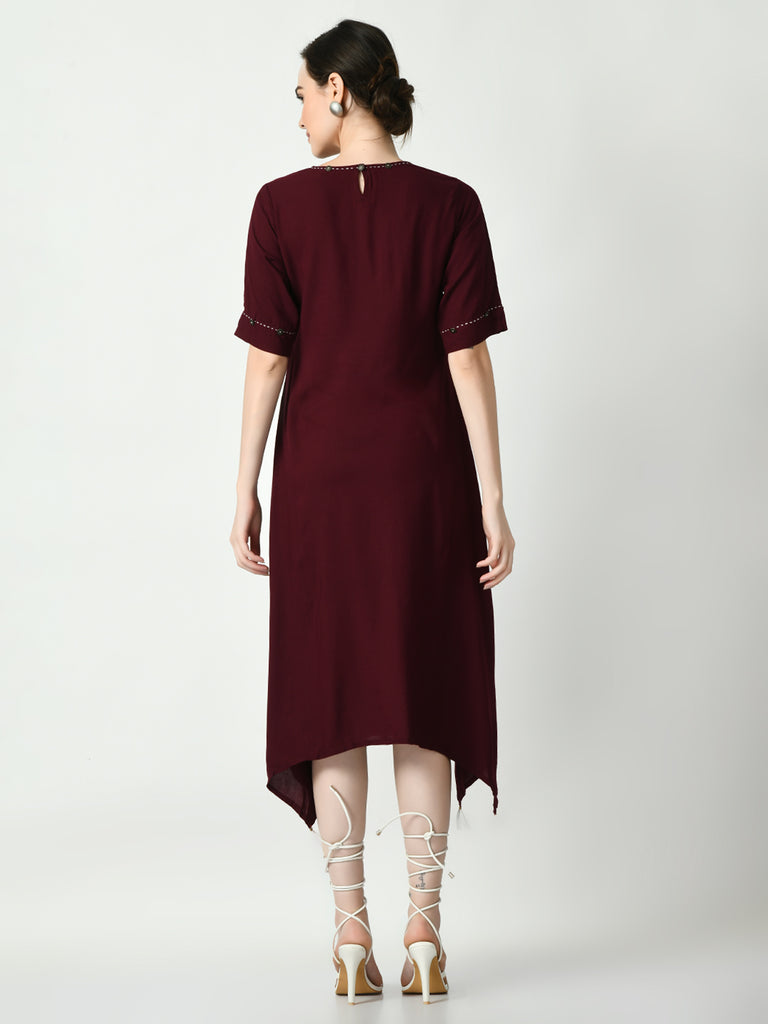 Women's Coffee Brown A-Line Solid Kurta