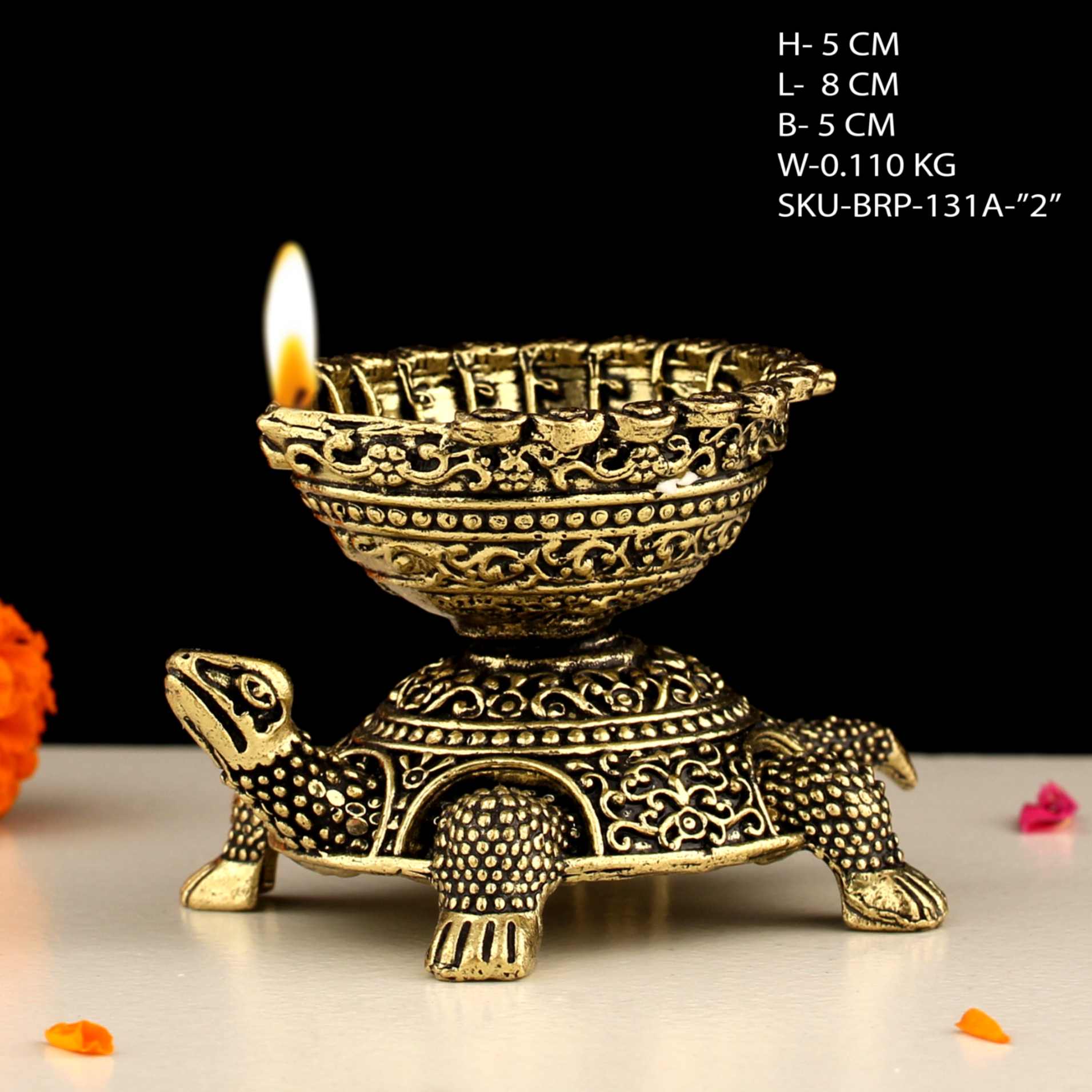 2" BRASS TORTOISE DEEPAK (110GM)