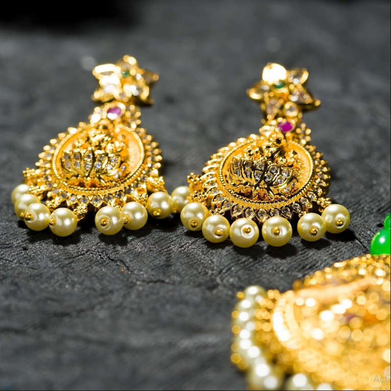 Women's Green Beads Chain Set Gold Plated