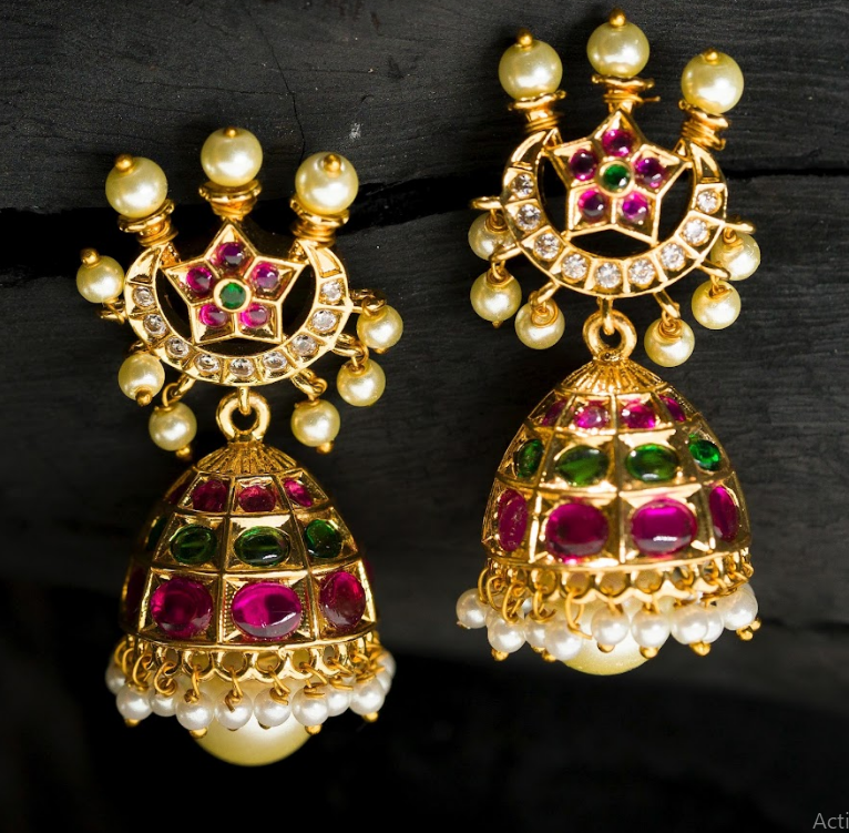 Women's Gold Plated Contemporary Chand Butalu Earrings