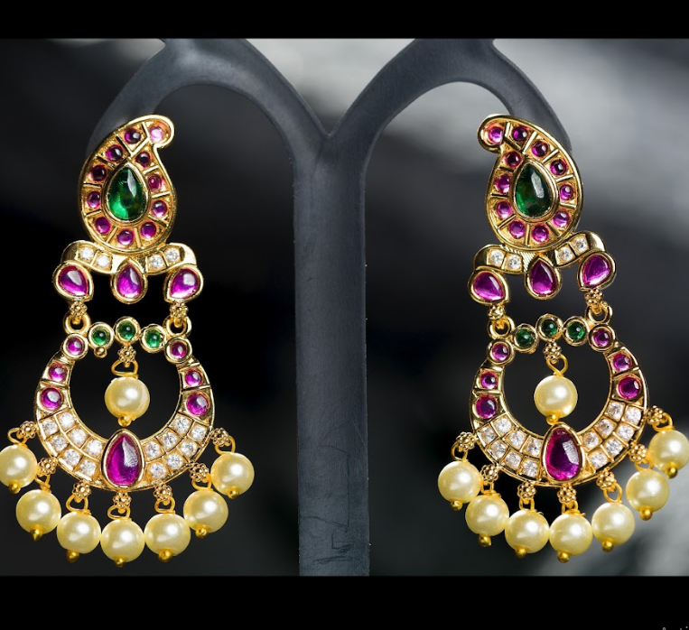 Women's Gold Plated Contemporary Chandbali Jumki