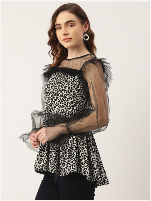 Women's Animal Printed Velvet Top