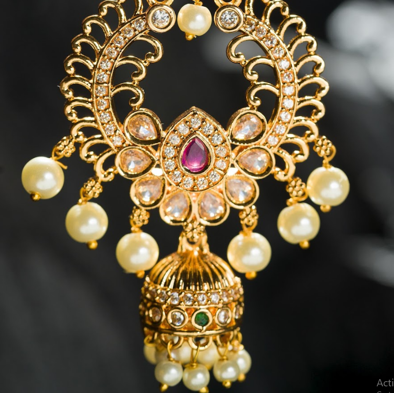Women's Gold Plated Contemporary Cz Chandbalis Earrings