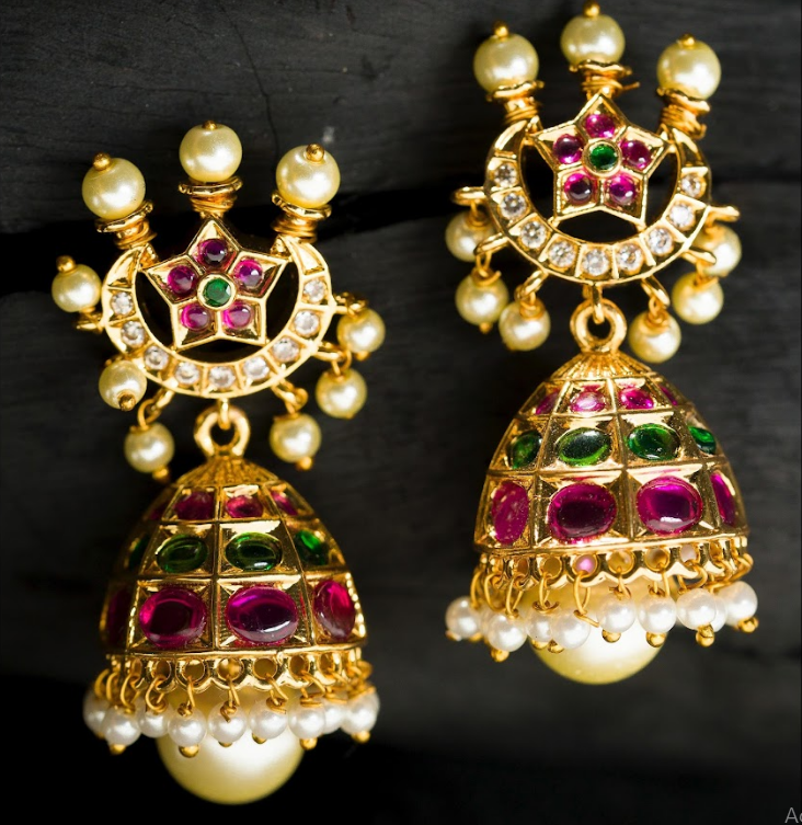 Women's Gold Plated Contemporary Chand Butalu Earrings