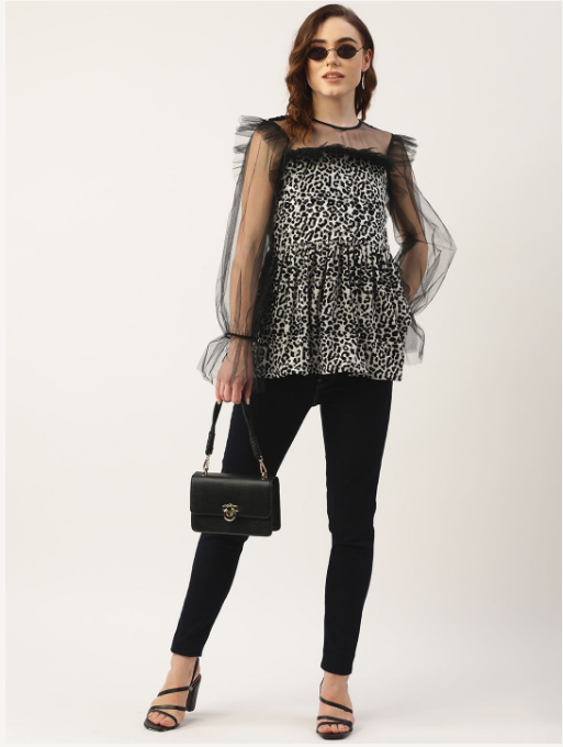 Women's Animal Printed Velvet Top