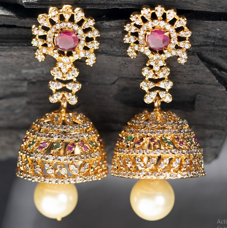 Women's Gold Plated Contemporary Butalu Jumki Earrings