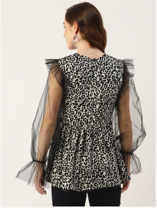 Women's Animal Printed Velvet Top