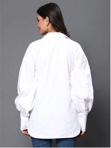 Women's White Poplin Shirt - Khumaar-Shuchi Bhutani