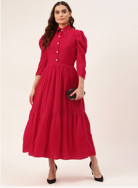 Women's Pink Velvet Shirt Dress