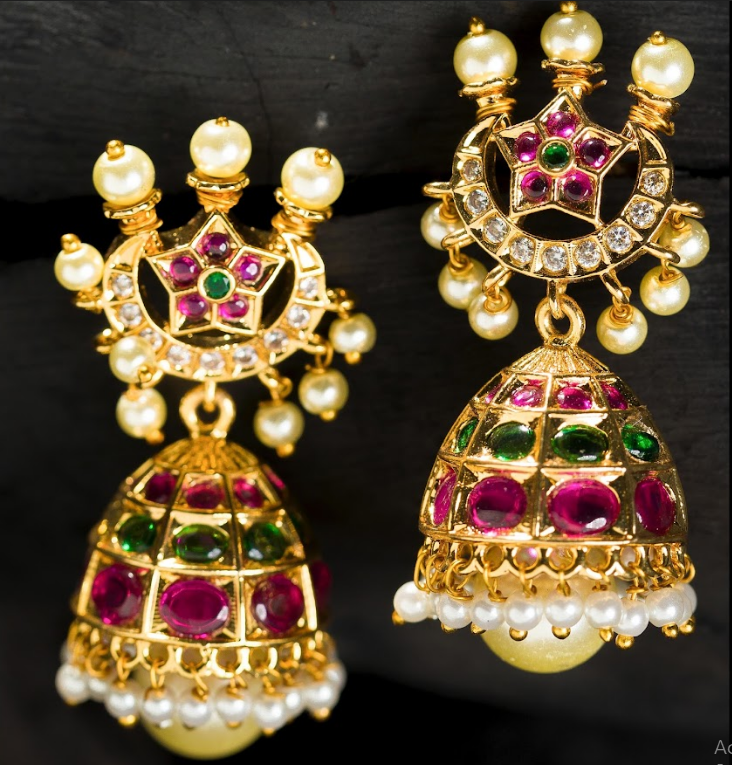 Women's Gold Plated Contemporary Chand Butalu Earrings
