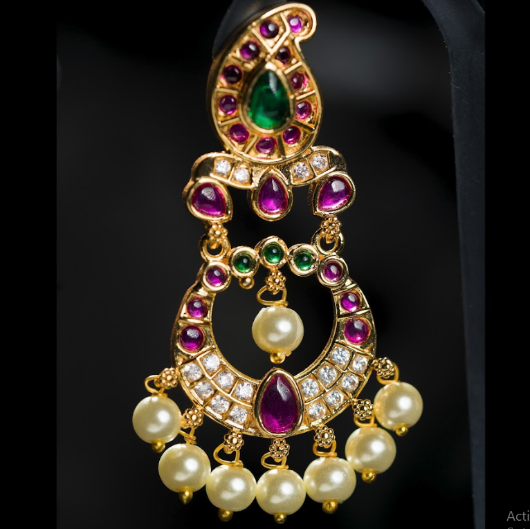 Women's Gold Plated Contemporary Chandbali Jumki