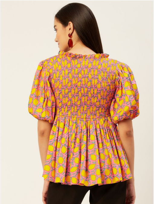 Women's Lemon Printed Smoking Top