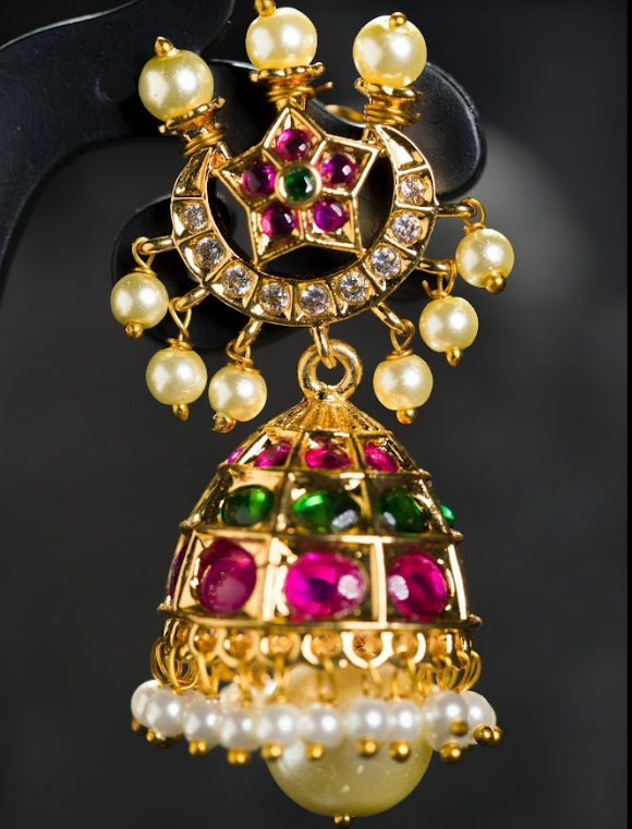 Women's Gold Plated Contemporary Chand Butalu Earrings
