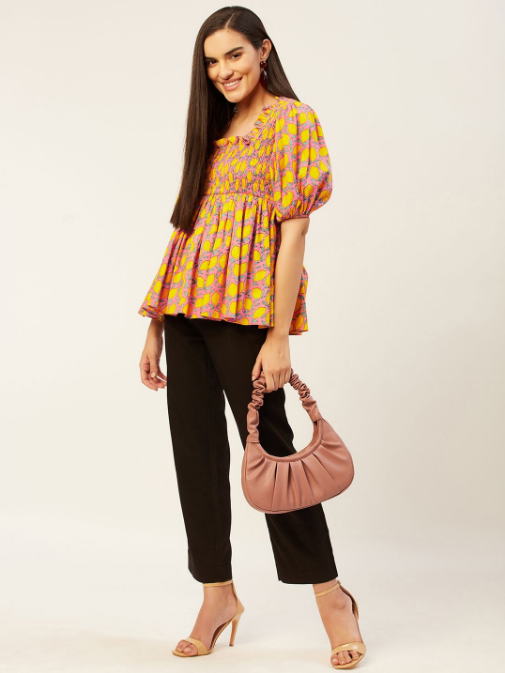 Women's Lemon Printed Smoking Top