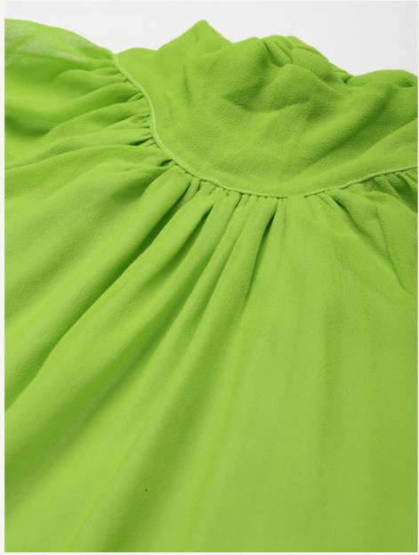 Women's Neon Green Maxi Dress - Khumaar-Shuchi Bhutani