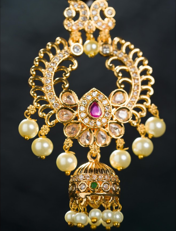 Women's Gold Plated Contemporary Cz Chandbalis Earrings