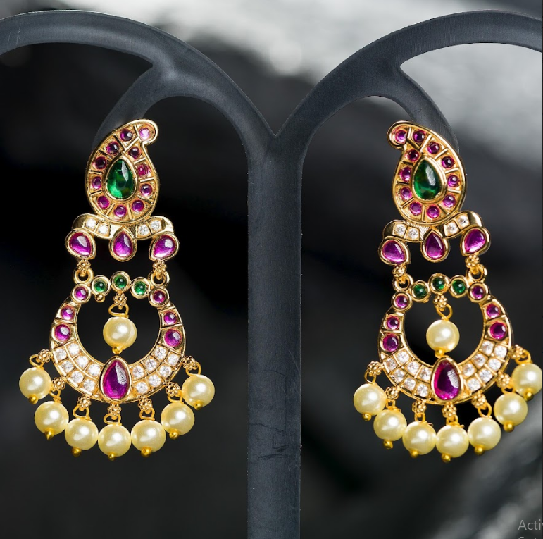 Women's Gold Plated Contemporary Chandbali Jumki