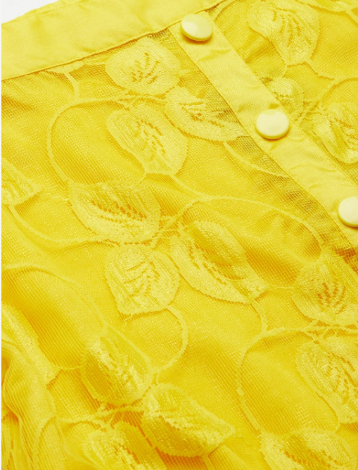 Women's Yellow Net Skirt With Top - Khumaar-Shuchi Bhutani