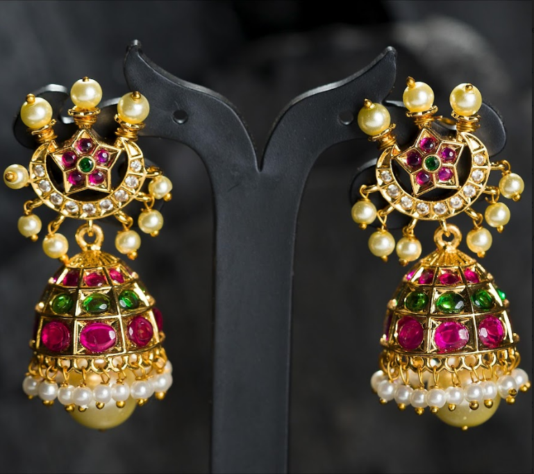 Women's Gold Plated Contemporary Chand Butalu Earrings