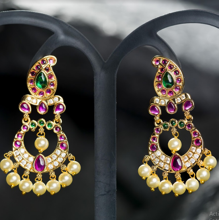 Women's Gold Plated Contemporary Chandbali Jumki
