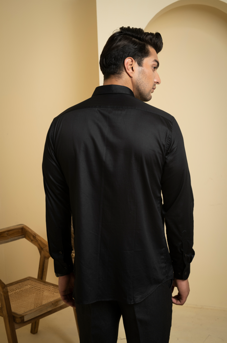 Men's Black Color Distorted Full Sleeves Shirt - Hilo Design