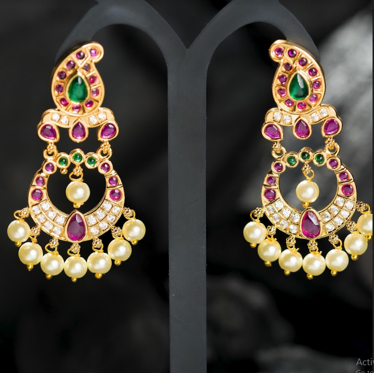 Women's Gold Plated Contemporary Chandbali Jumki