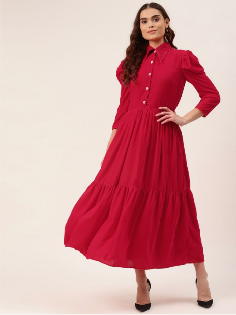 Women's Pink Velvet Shirt Dress