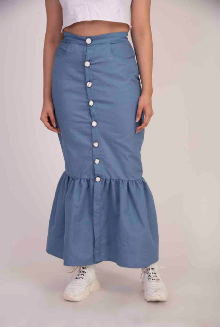 Women's Denim Fishcut Skirt