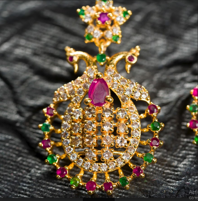 Women's Stone Fancy Tops Gold Plated