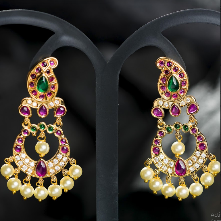 Women's Gold Plated Contemporary Chandbali Jumki