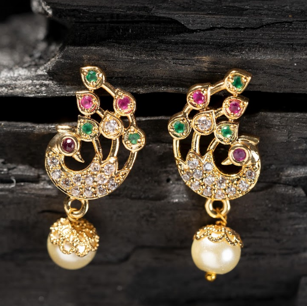 Women's Gold Plated Contemporary Peacock Tops Earrings