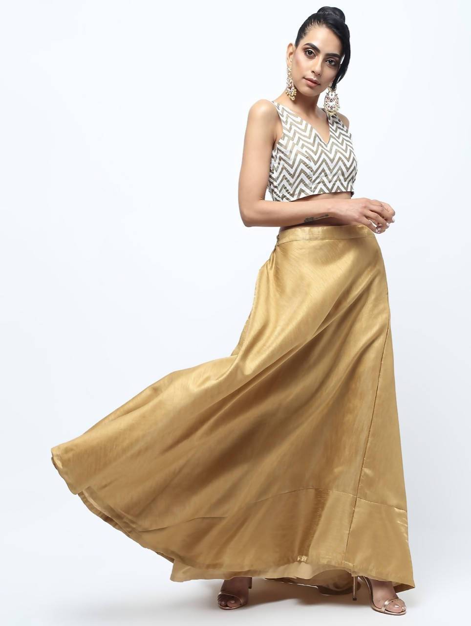 Women's Golden Silk Blend Skirt - Cheera USA