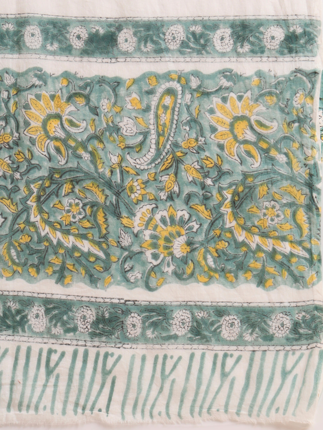 Women's Hand Block Green Color Chikankari Kurta Set