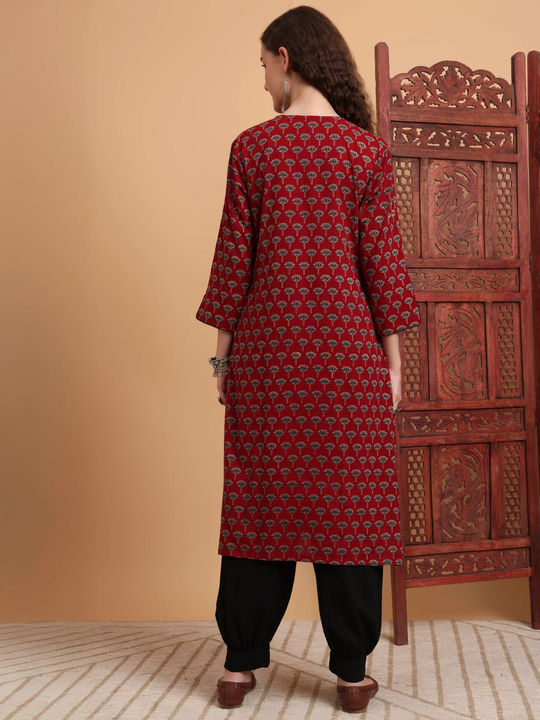 Women's Hand Block Print Zardosi Work Kurta