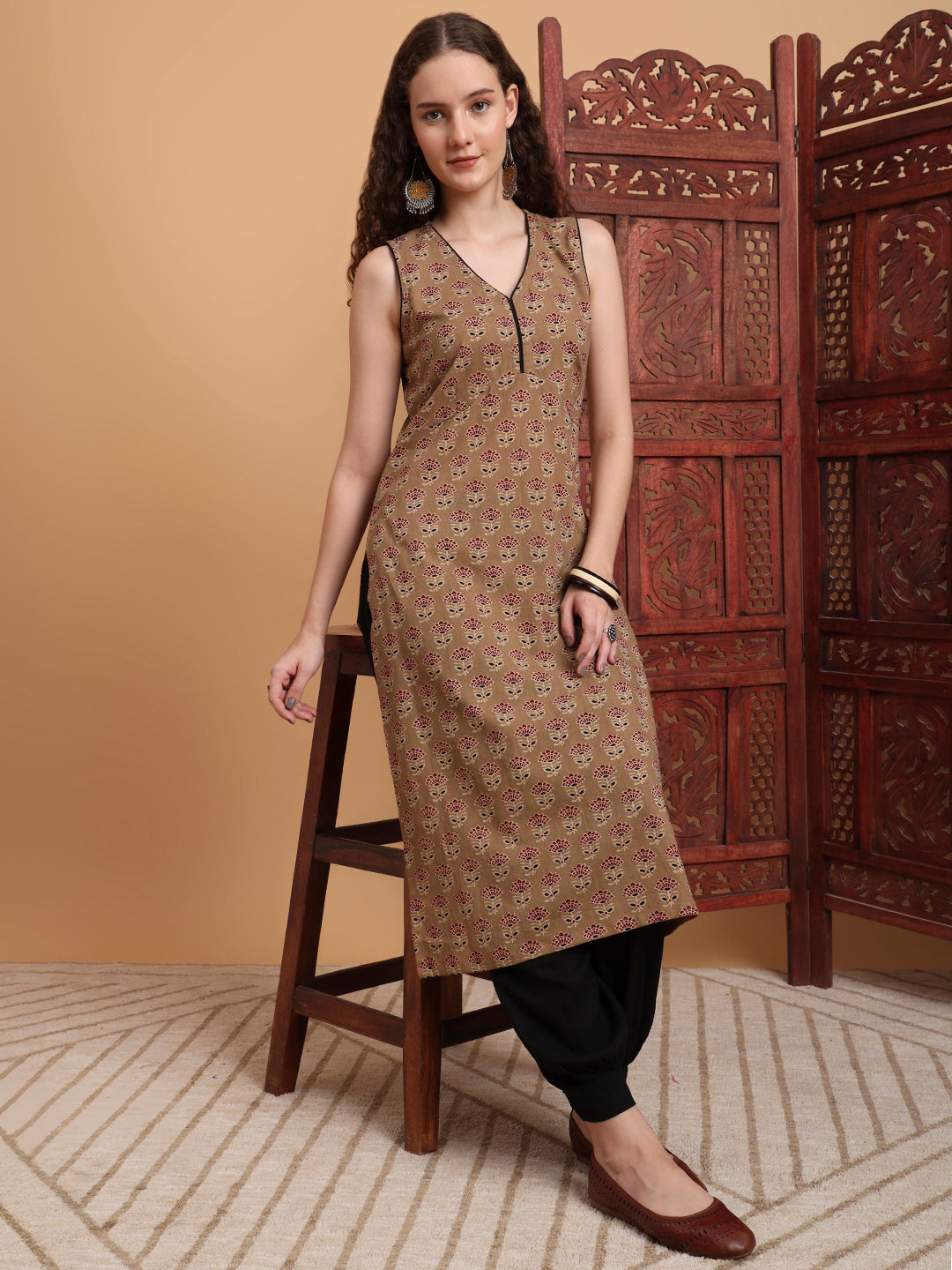 Women's Hand Block Ajrak Print Kurta