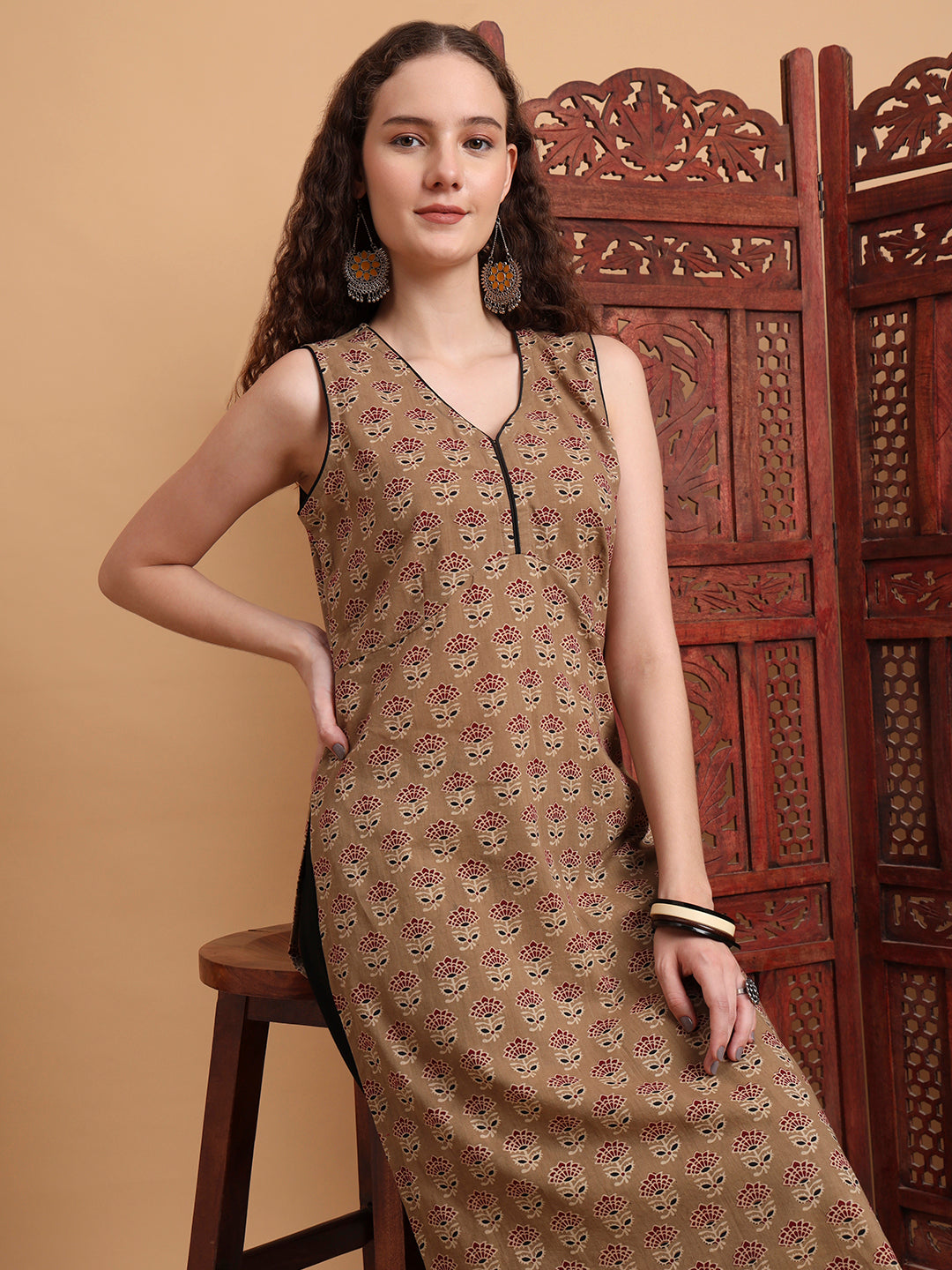 Women's Hand Block Ajrak Print Kurta