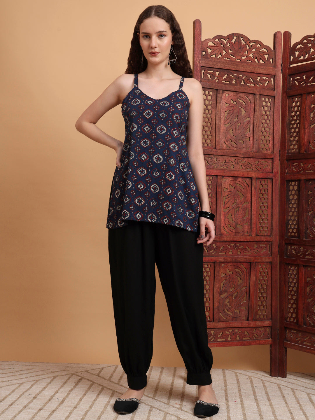 Women's Hand Block Ajrak Print Kurti