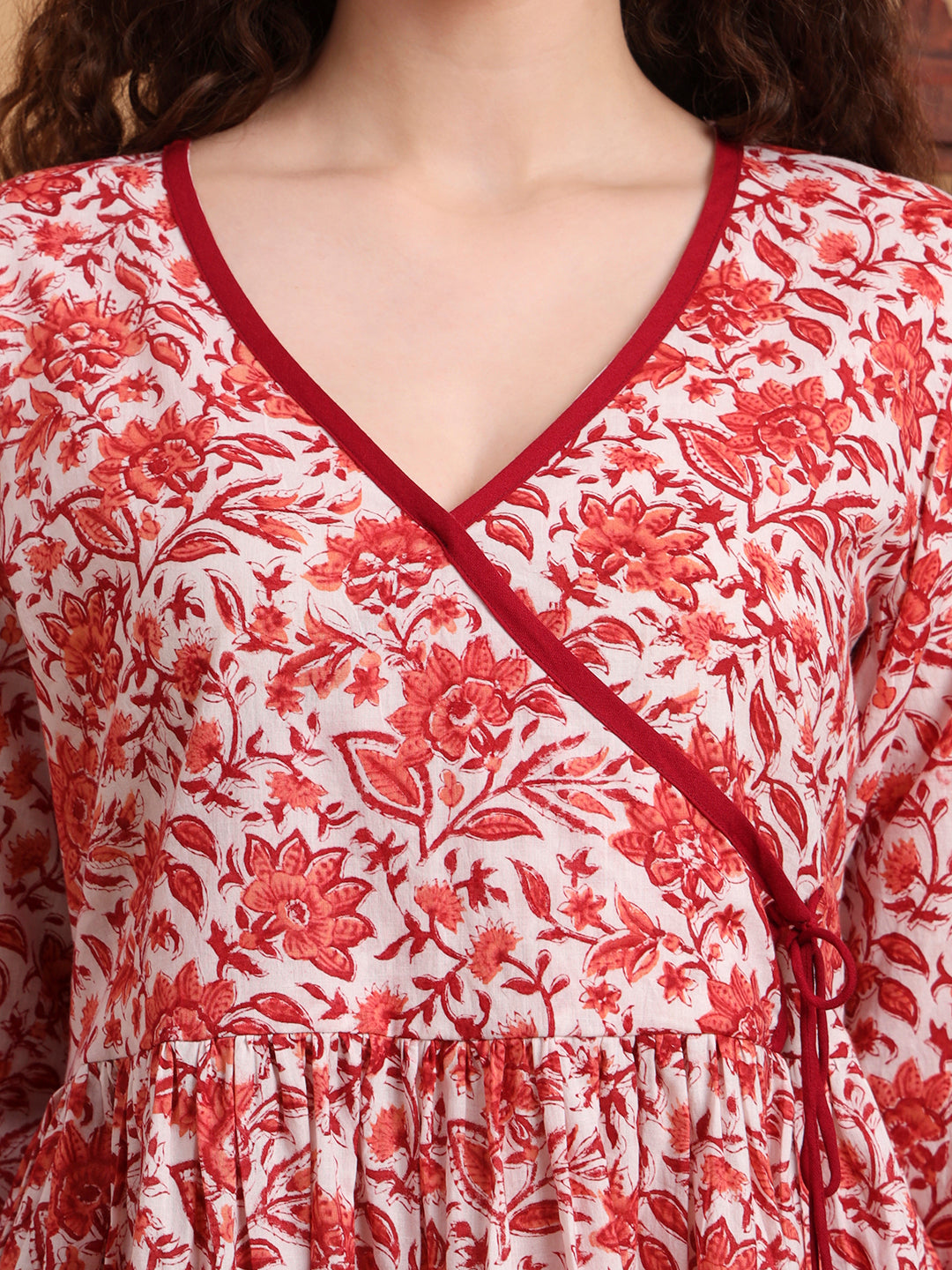 Women's Hand Block Print White Printed Peplum Kurti