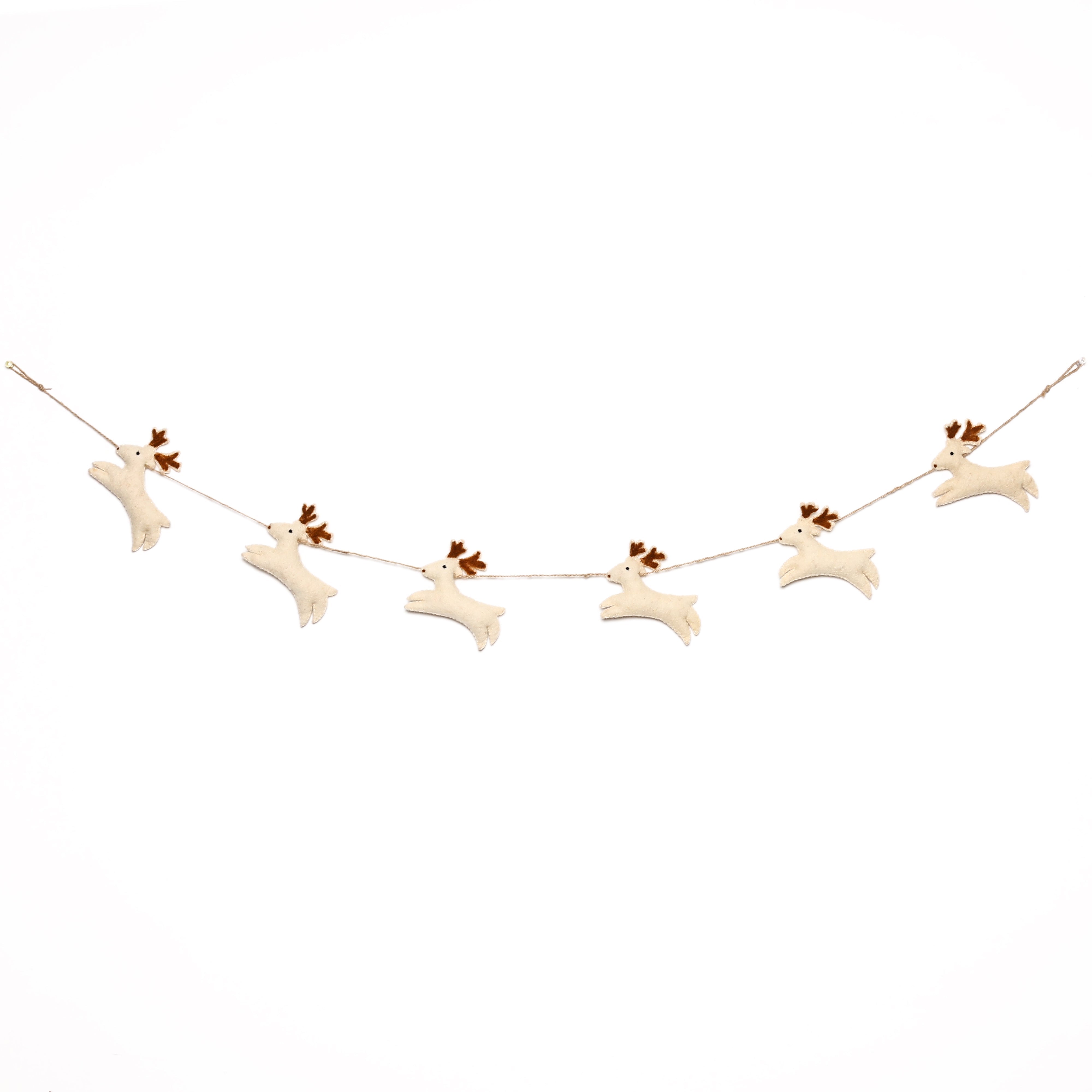 Christmas Décor Handmade Felt Reindeer Garland