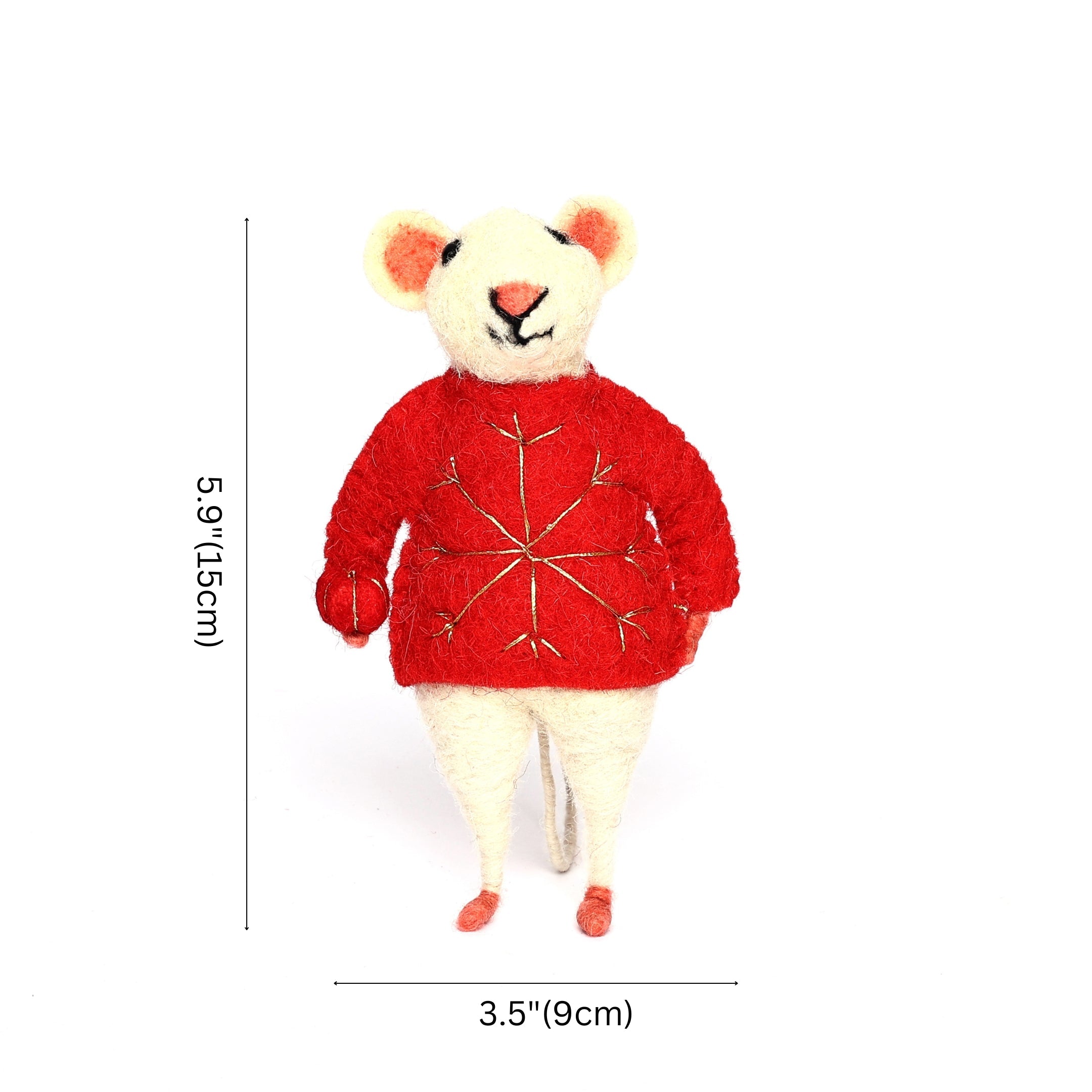 Christmas Décor Handmade Needled Felt Work Mouse Hanging