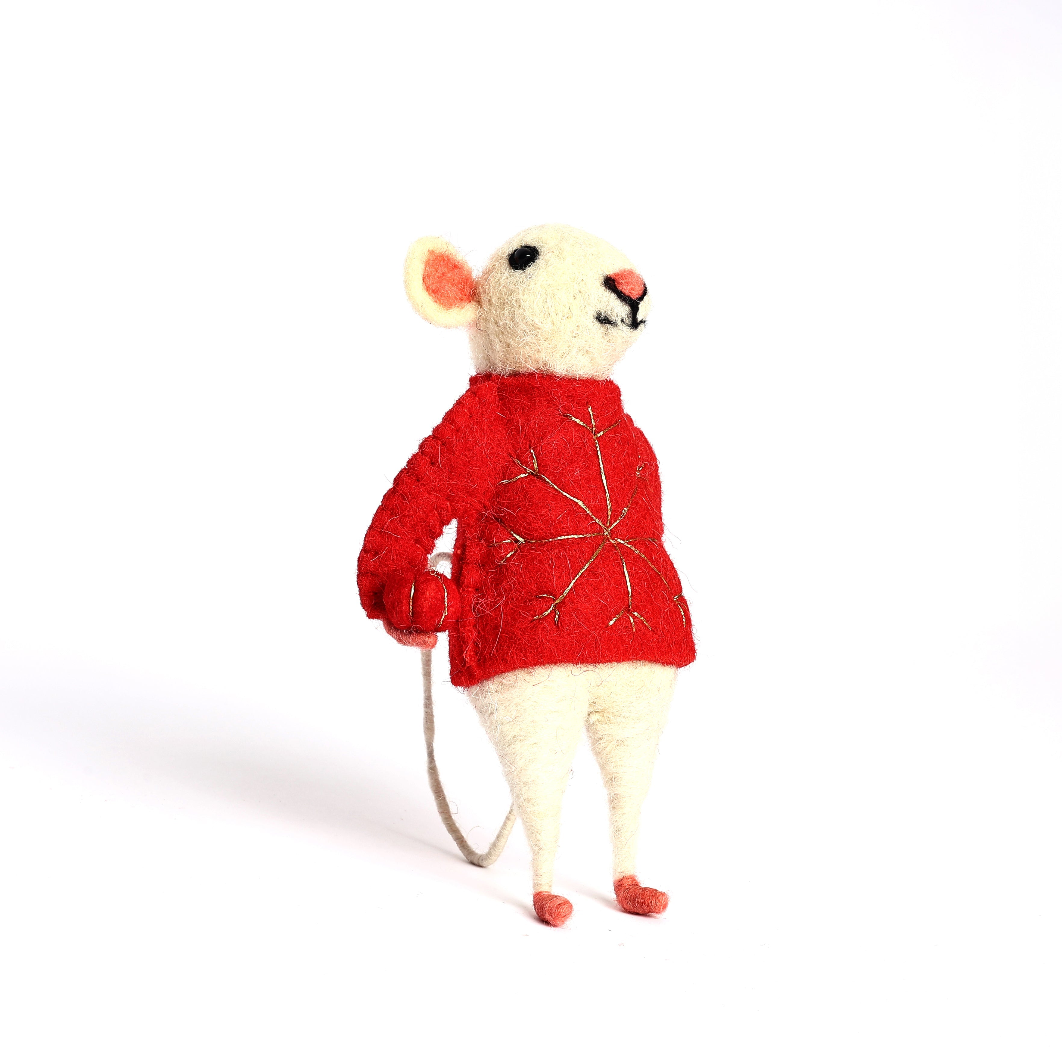 Christmas Décor Handmade Needled Felt Work Mouse Hanging