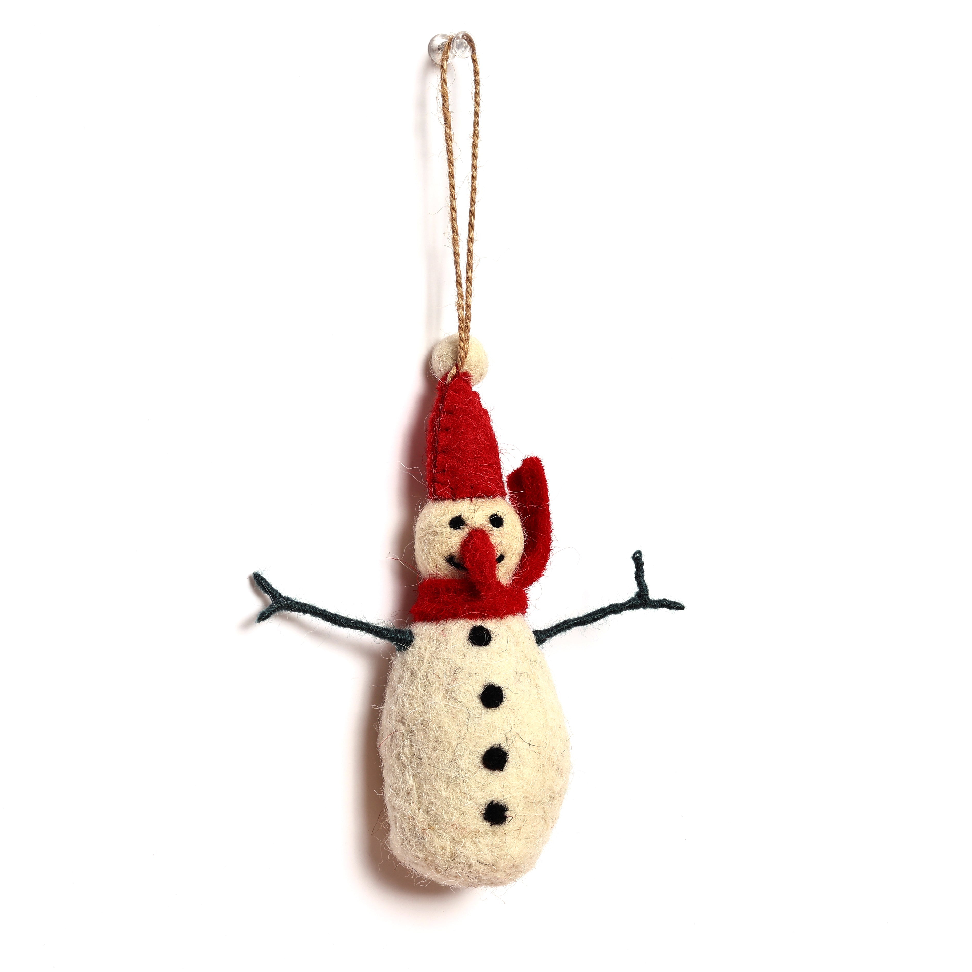 Christmas Décor Handmade Needled Felt Work Snowman Hanging
